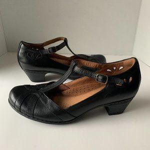 Rockport Cobhill Collection Black Leather T-Strap Heels - Size 7M